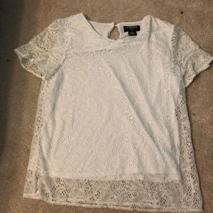 Liz Claiborne Petite White Shirt with Lace
